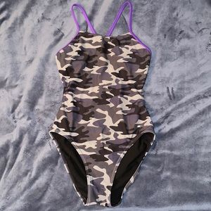 Purple and Camo Competitive Swimsuit, Size 32